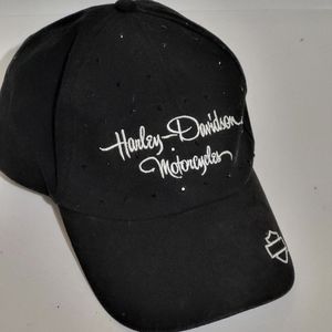 Harley davidson women ball hat black with black rhinestone